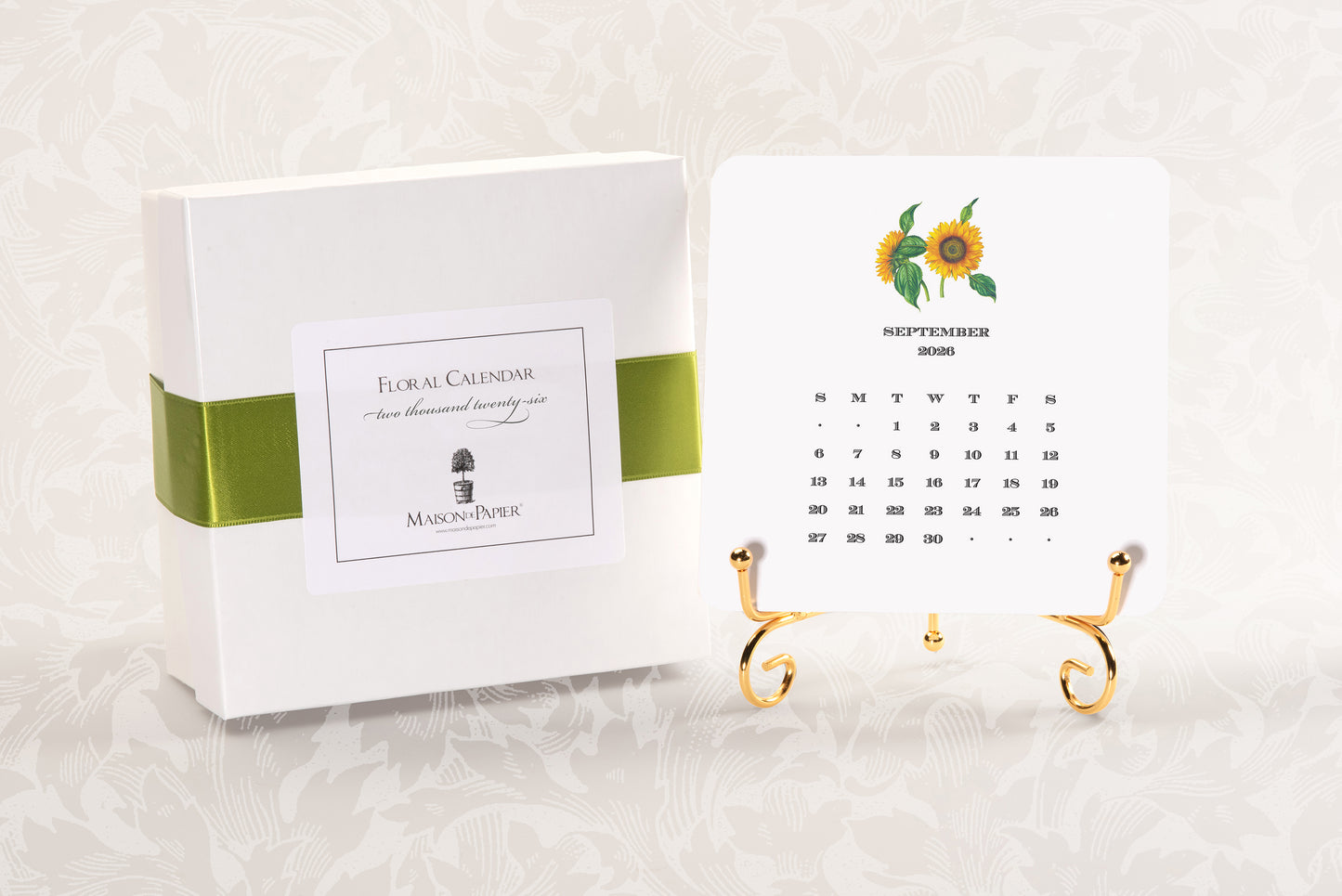 2026 Floral Calendar with Easel