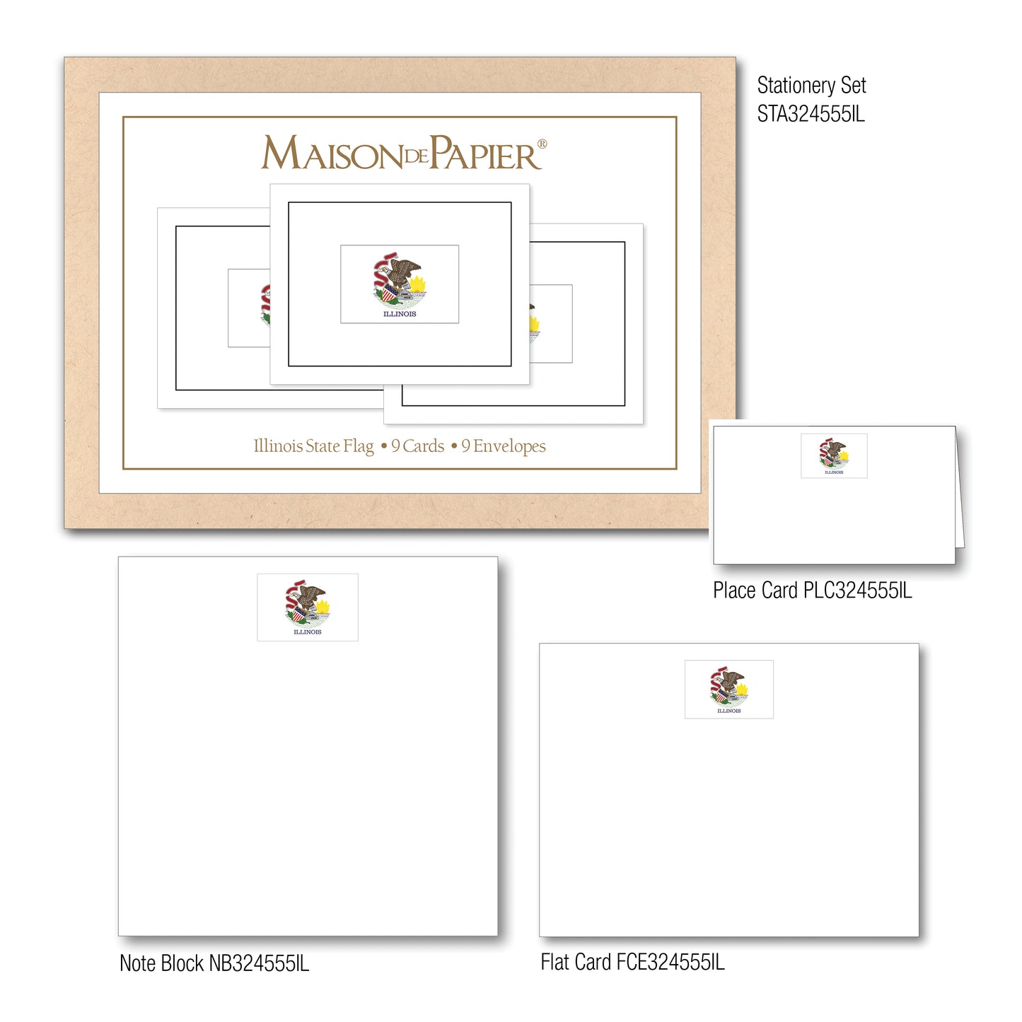 Illinois Flag Boxed Note Cards