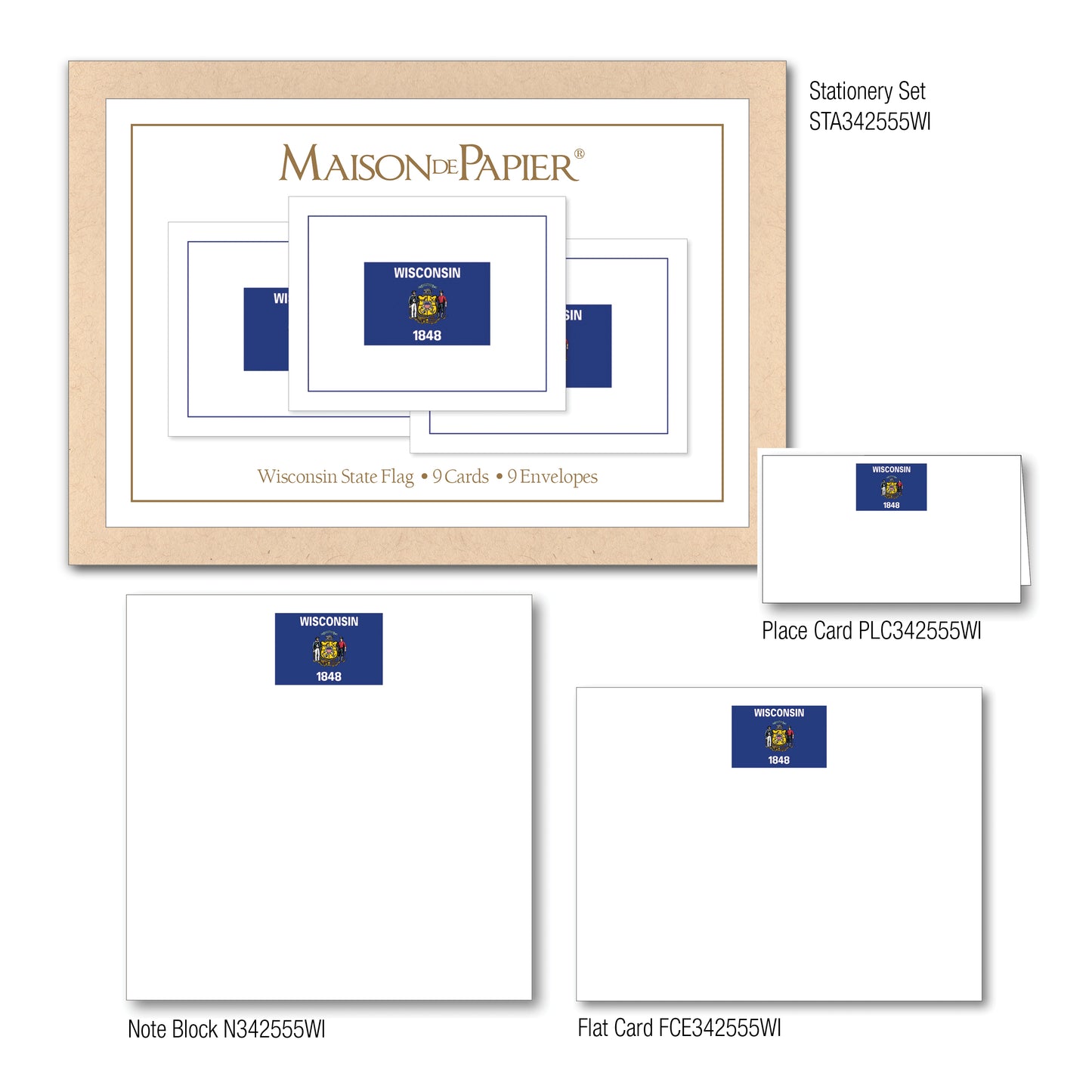 Wisconsin Flag Boxed Note Cards