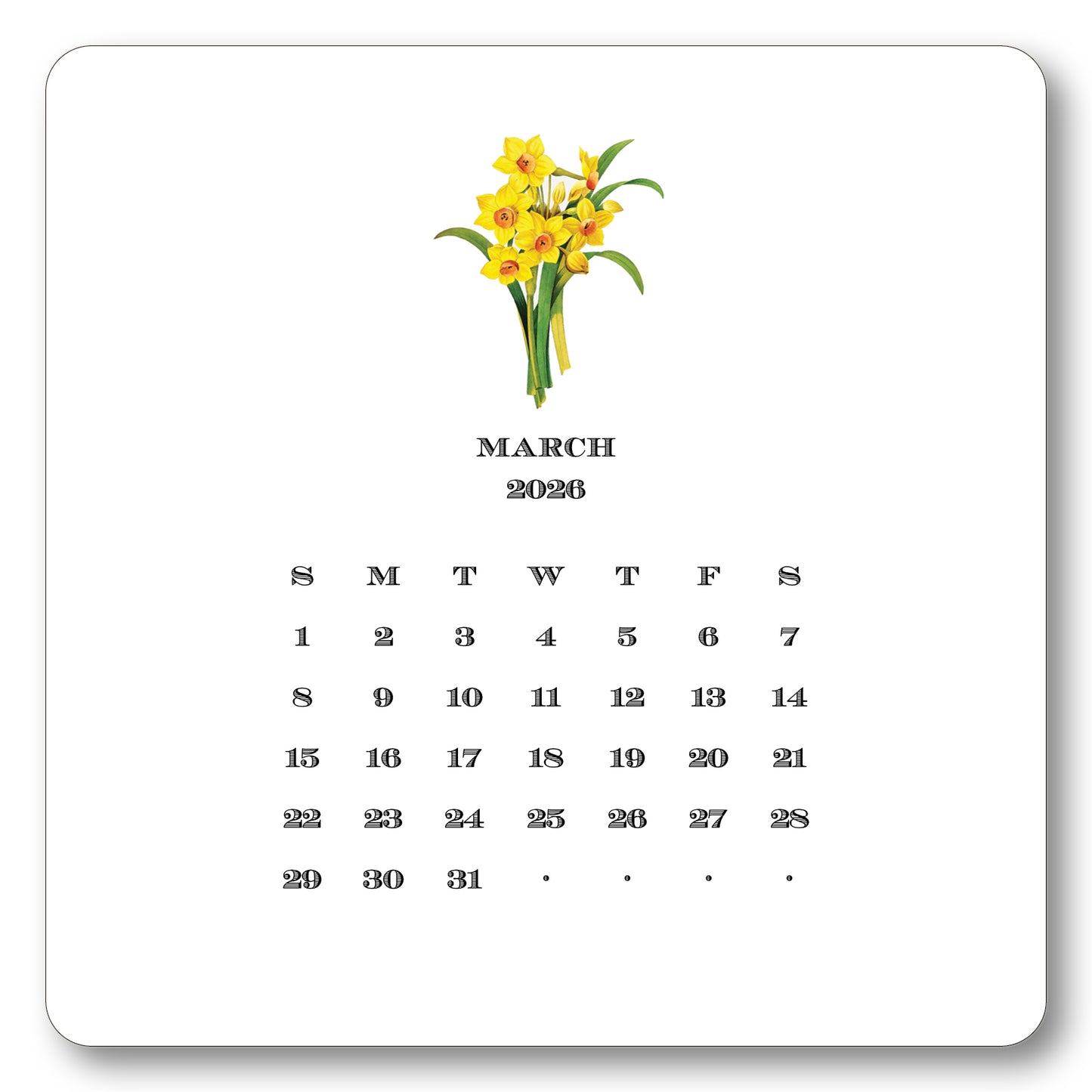 2026 Floral Calendar with Easel