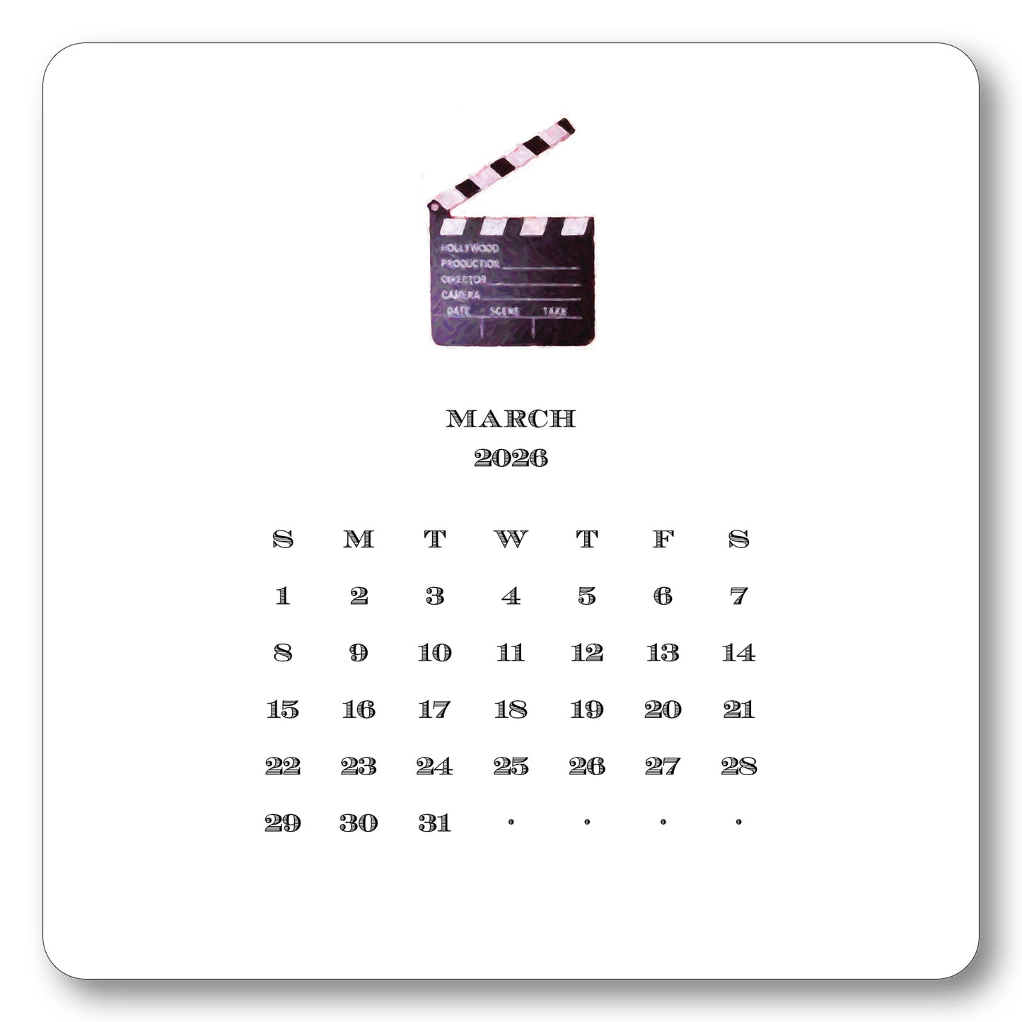 2026 California Calendar with Easel
