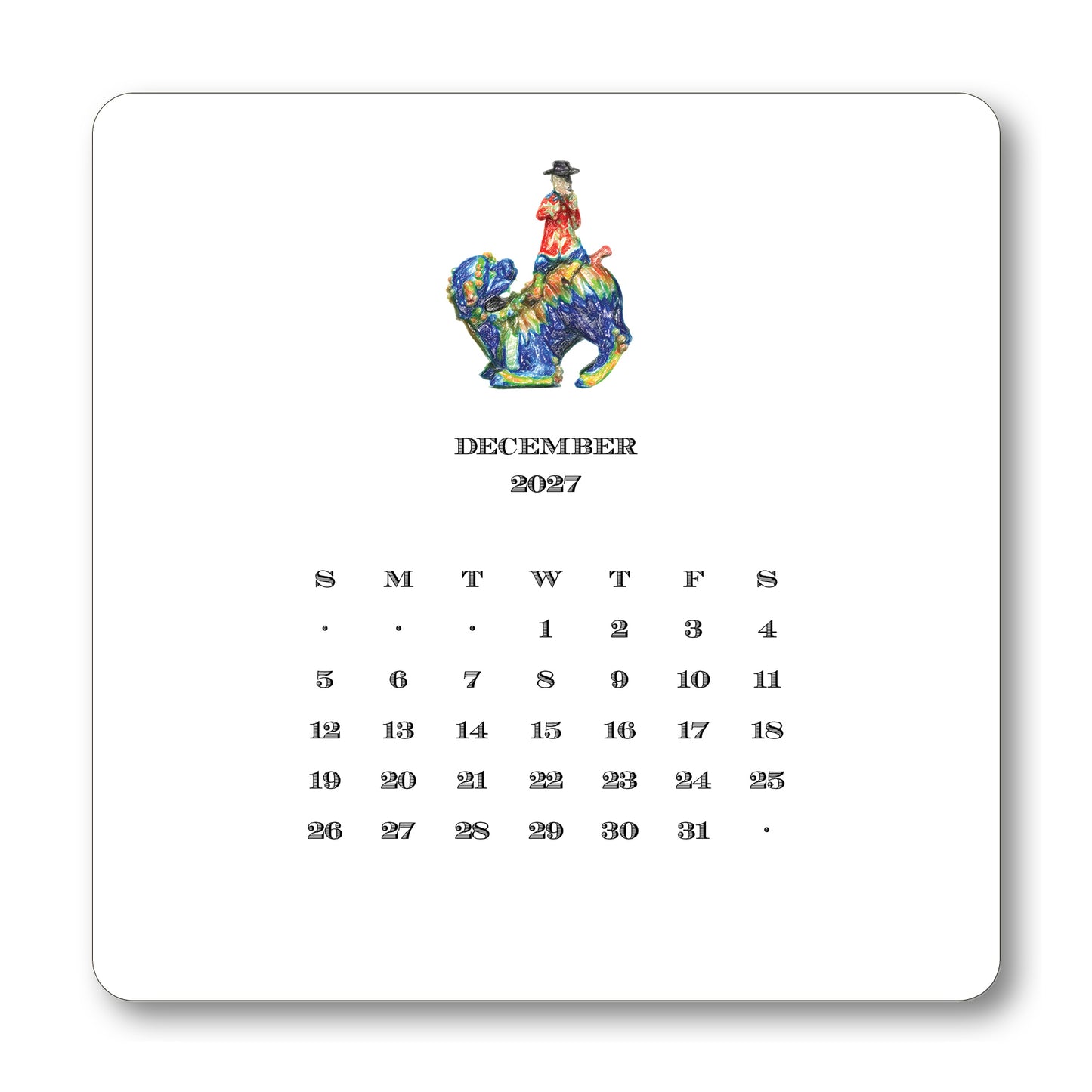 2027 Chinoiserie Desk Calendar