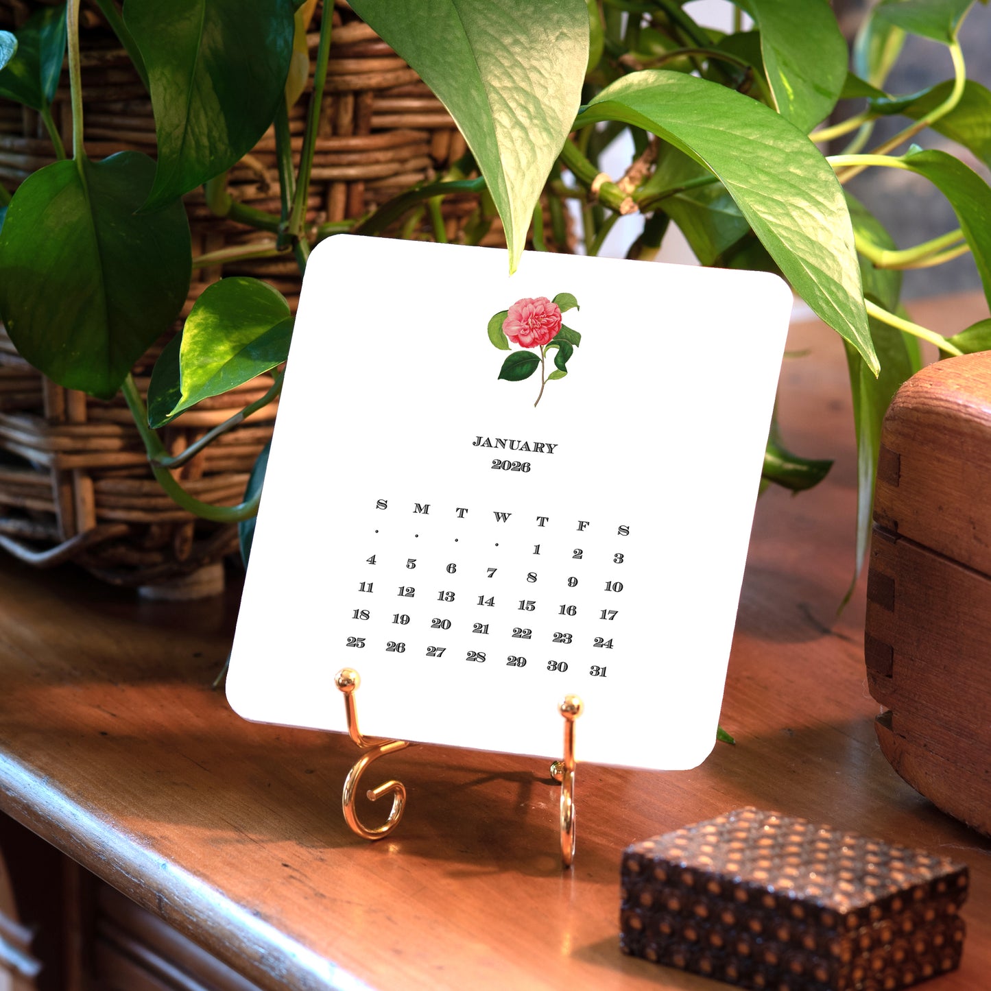 2026 Floral Calendar with Easel