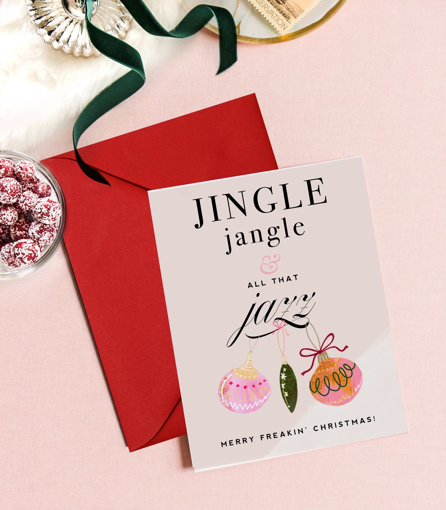 Jingle Jangle, Funny & Stylish Ornament Christmas Card