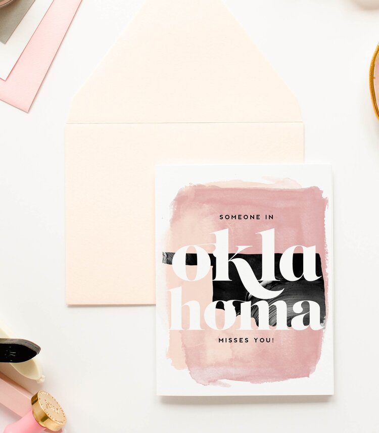 Oklahoma Misses You, Thinking of You Love Card