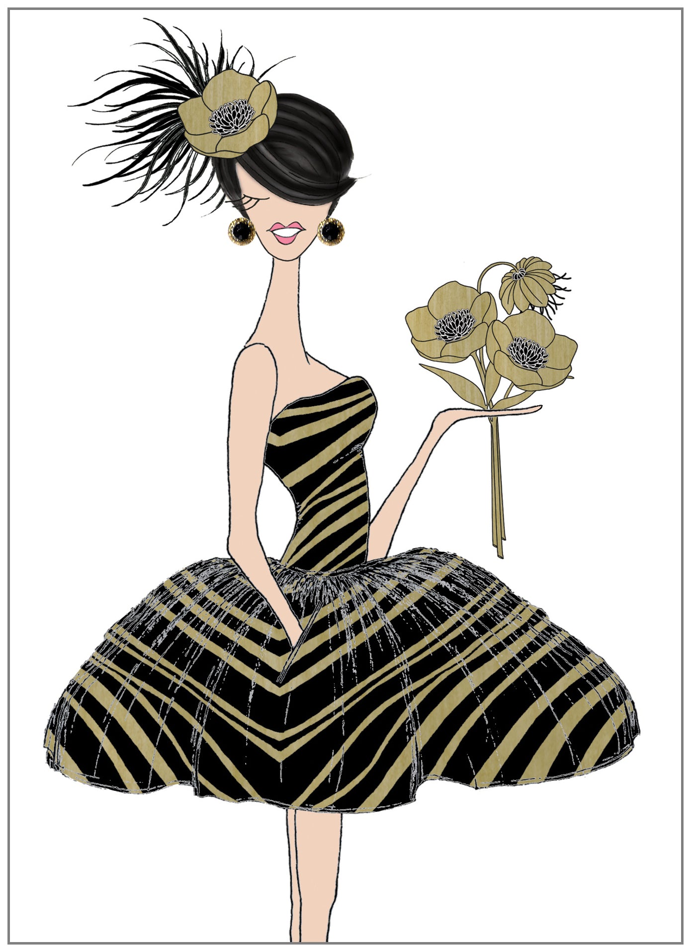 SEH AO681 - Zebra Poppy Bouquet