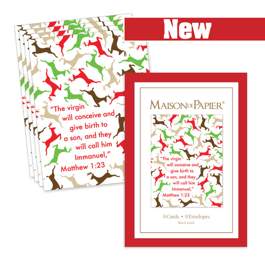 Matthew 1:23 Reindeer Boxed Note Cards