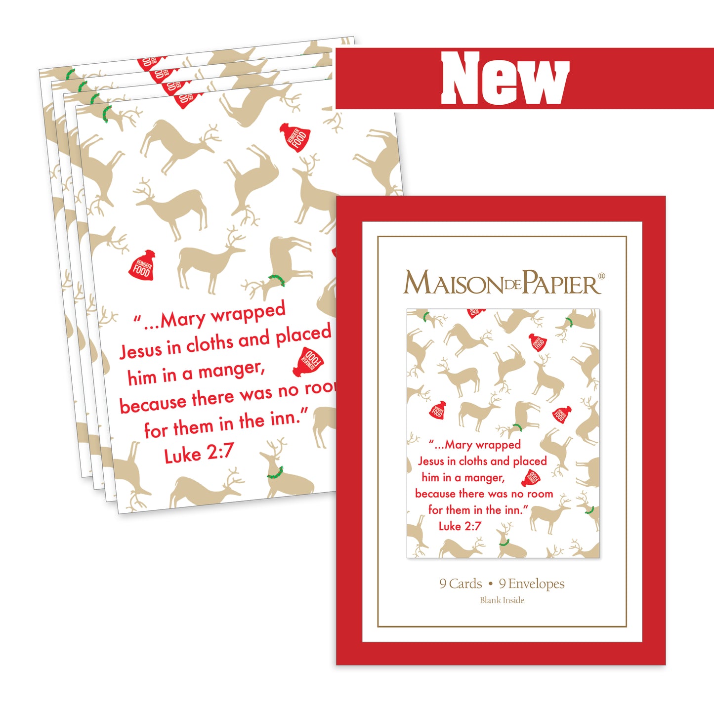 Luke 2:7 Reindeer Boxed Note Cards
