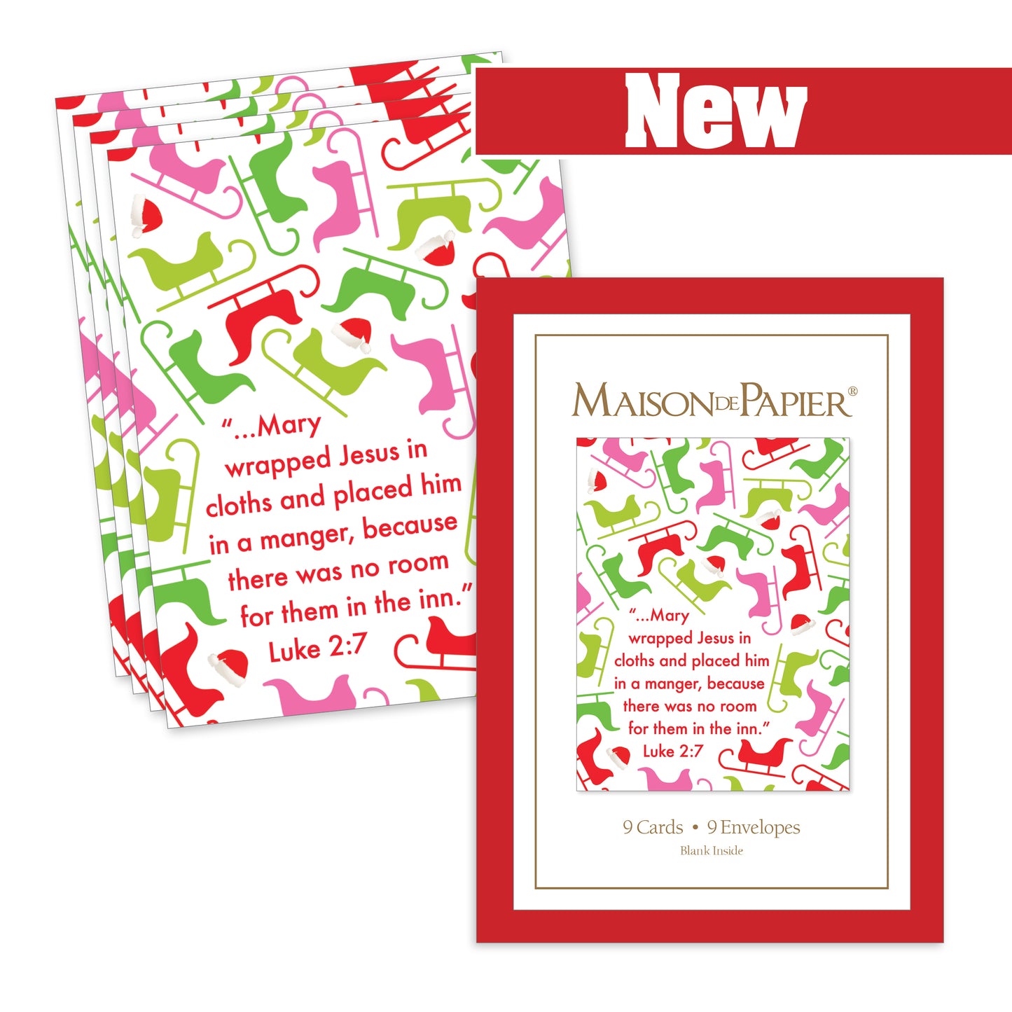 Luke 2:7 Sleigh Boxed Note Cards