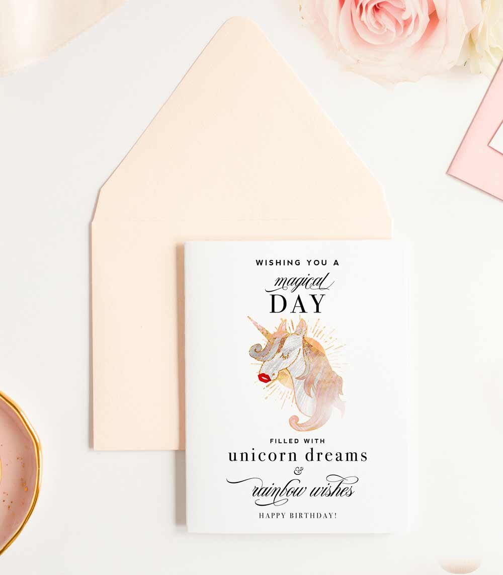 Magical Unicorn Dreams, Inspirational Birthday Greeting Card