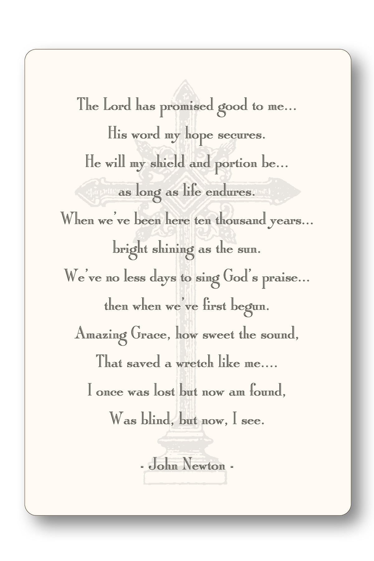 Amazing Grace Hymn Prayer Card