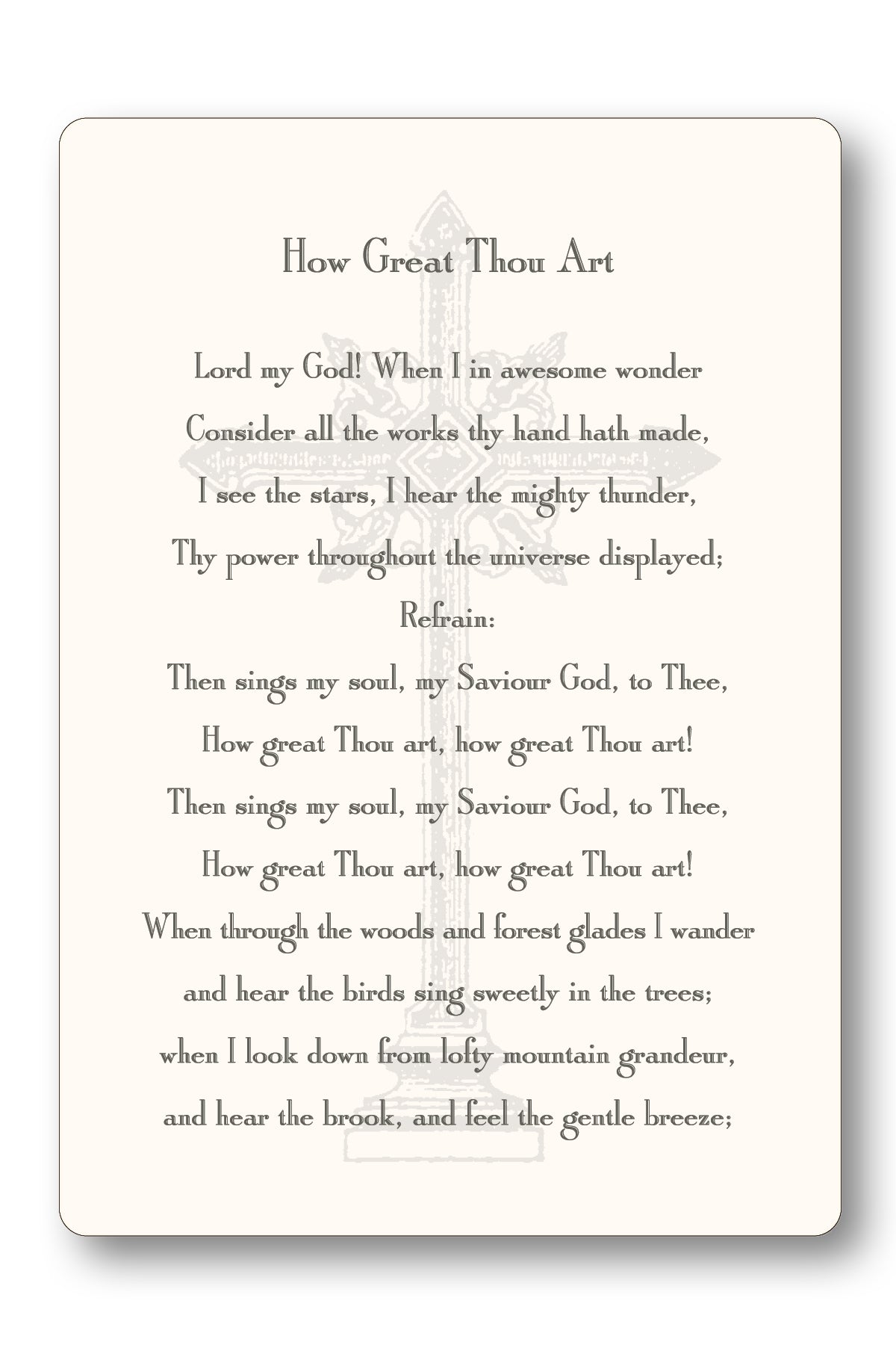 How Great Thou Art Hymn Prayer Card