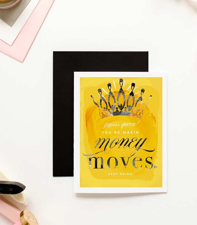 Money Moves, Female Entrepreneur Encouragement Greeting Card