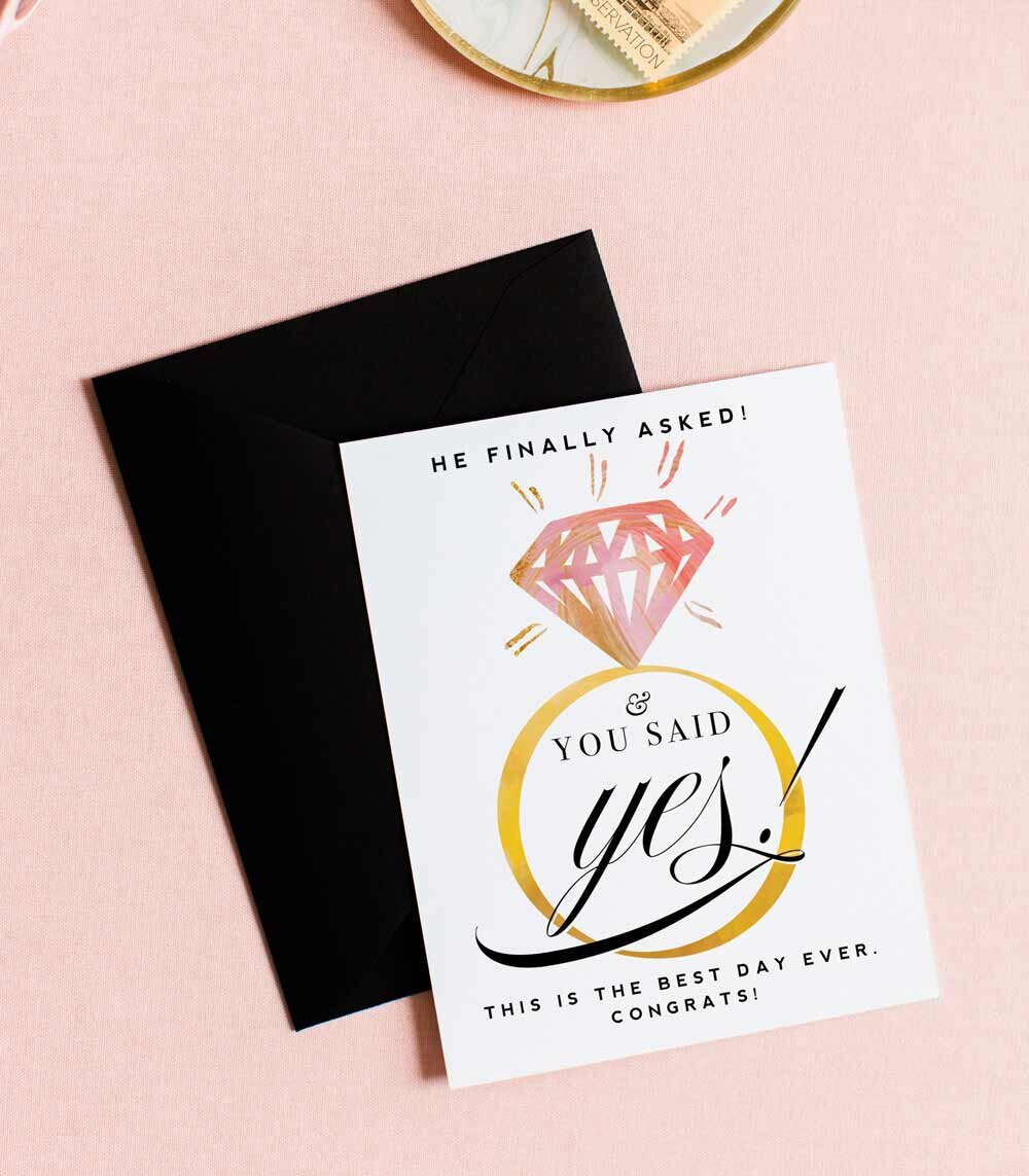 He Finally Asked - Funny Engagement Celebration Greeting Card