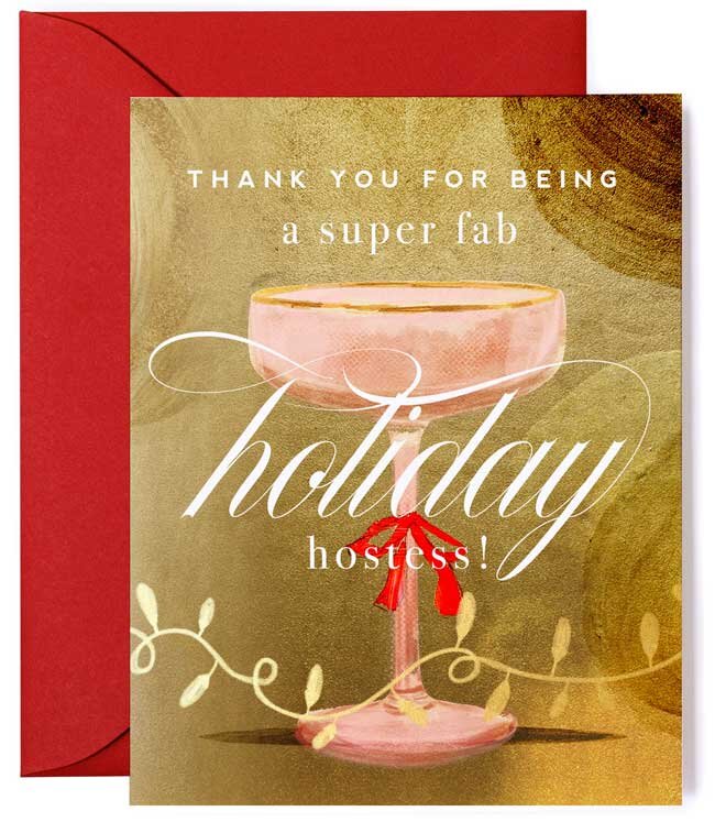 Holiday Hostess, Christmas Holiday Thank You Card