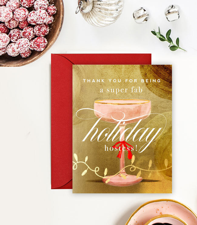 Holiday Hostess, Christmas Holiday Thank You Card