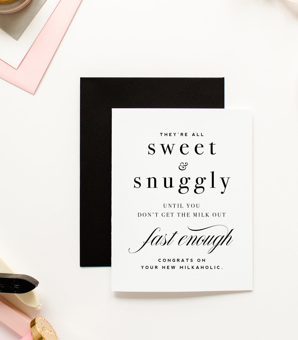 Milkaholic, Funny Congratulations New Baby Greeting Card