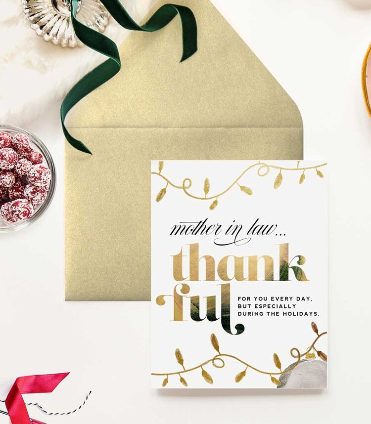 Mother In Law Thankful for You, Christmas Holiday Card