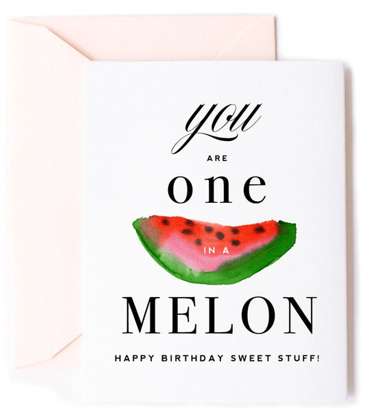 One in A Melon, Watermelon Birthday Greeting Card