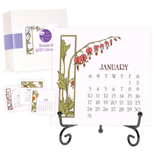 2027 Arts & Crafts Press Botanical Desk Calendar