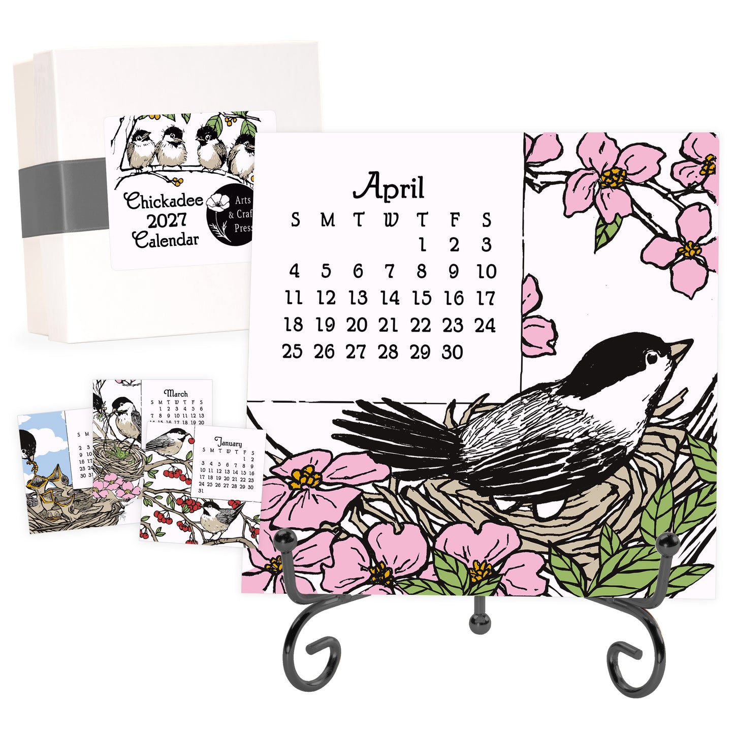 2027 Arts & Crafts Press Chickadee Desk Calendar