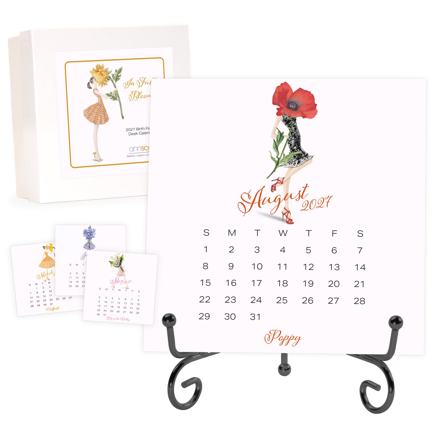 2027 Ann Scott Flowers Desk Calendar