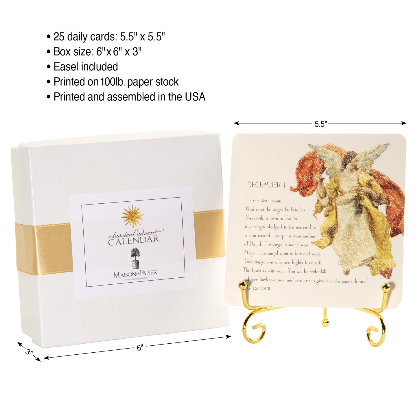 Classical Advent Calendar With Easel