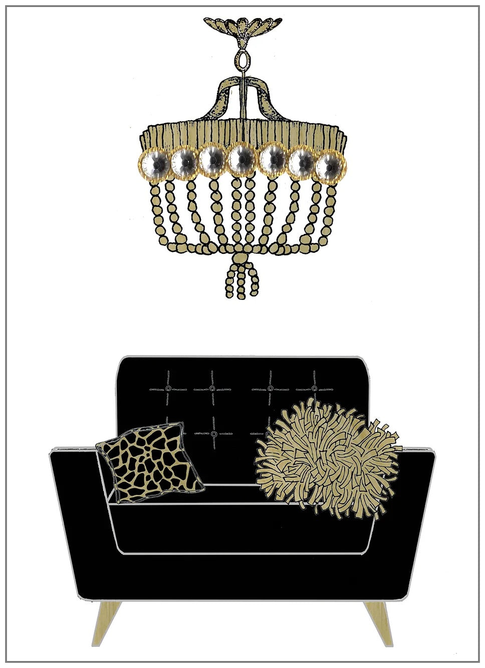 SEH AO574 - Chic Chair & Chandelier