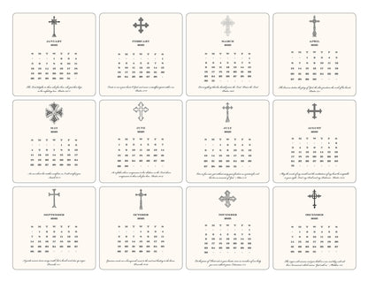 2025 Cross Calendar with Easel