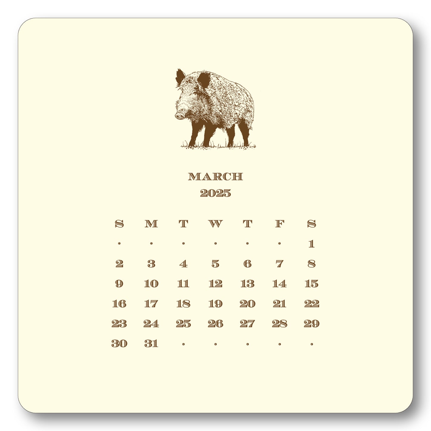 2025 Hunt Calendar with Easel