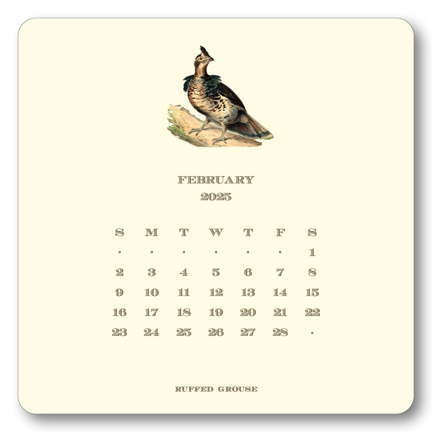 2025 Upland Bird Calendar with Easel