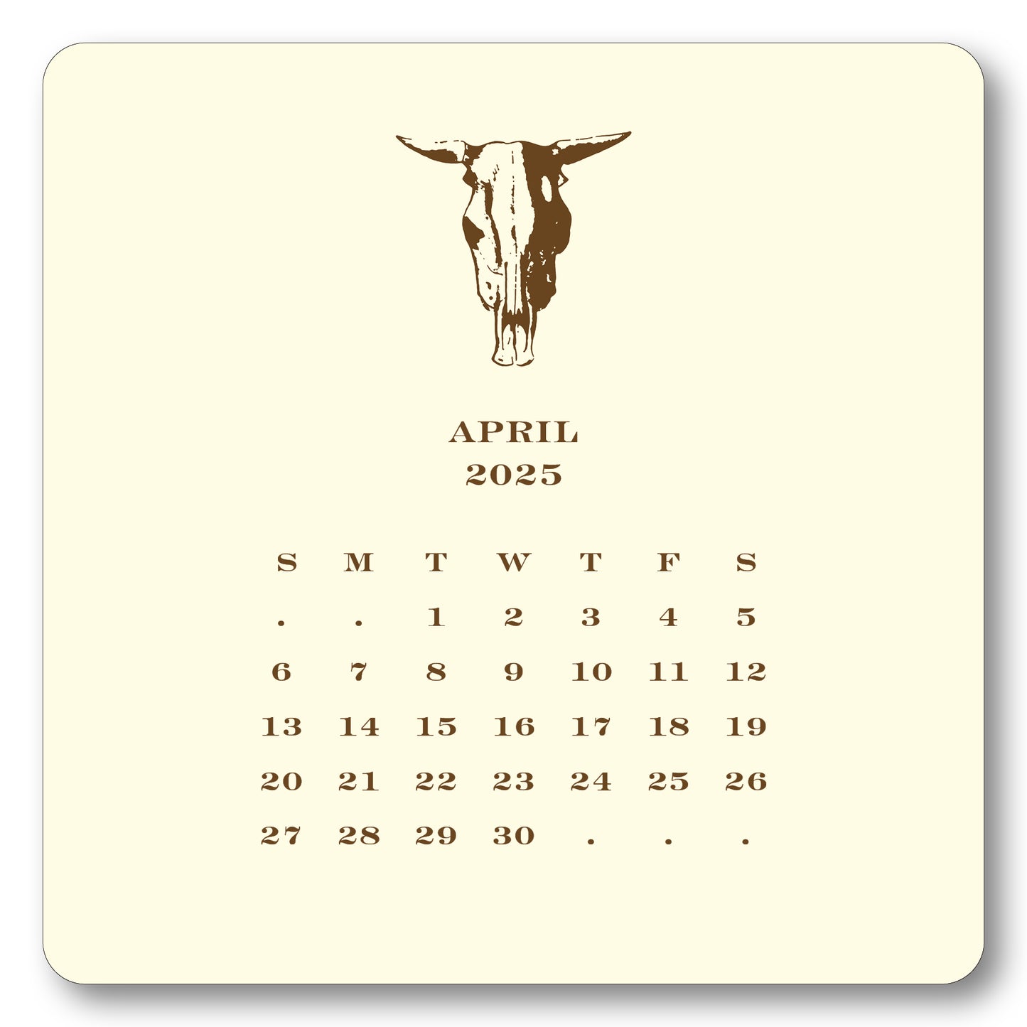 2025 Cowboy Calendar with Easel