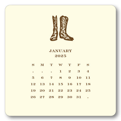 2025 Cowboy Calendar with Easel