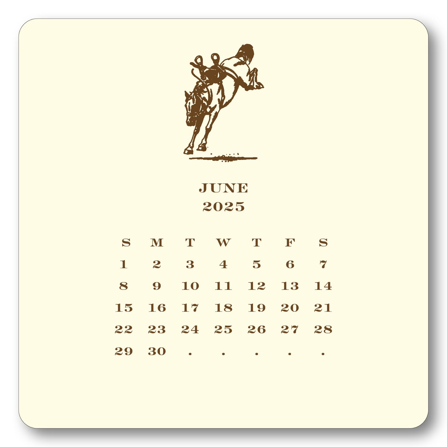 2025 Cowboy Calendar with Easel