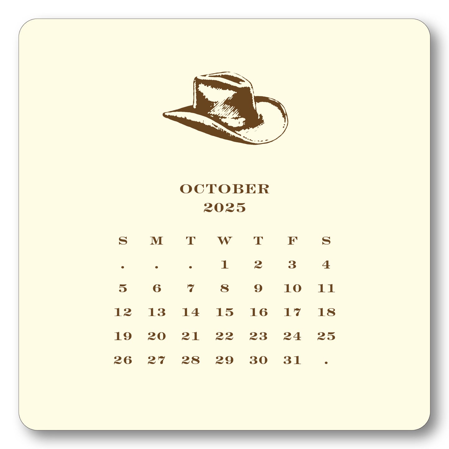 2025 Cowboy Calendar with Easel