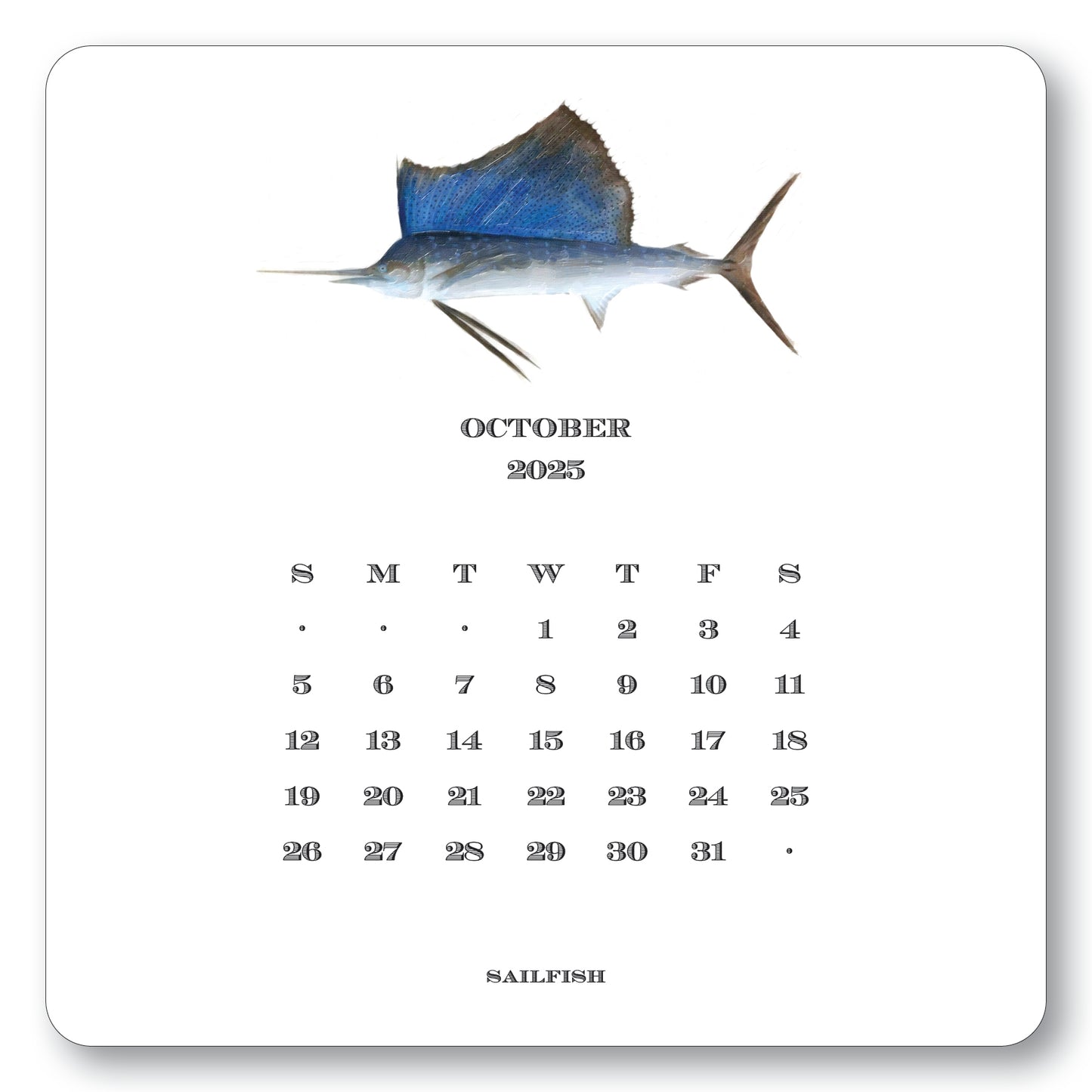 2025 Saltwater Calendar with Easel