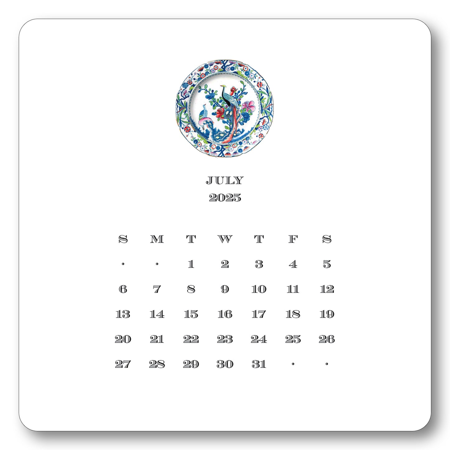 2025 Chinoiserie Calendar with Easel