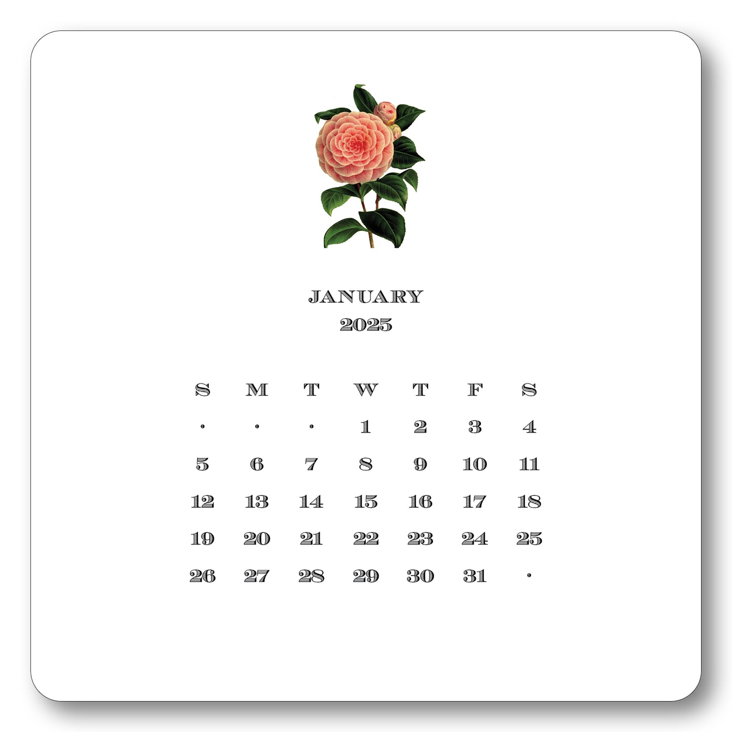 2025 Floral Calendar with Easel