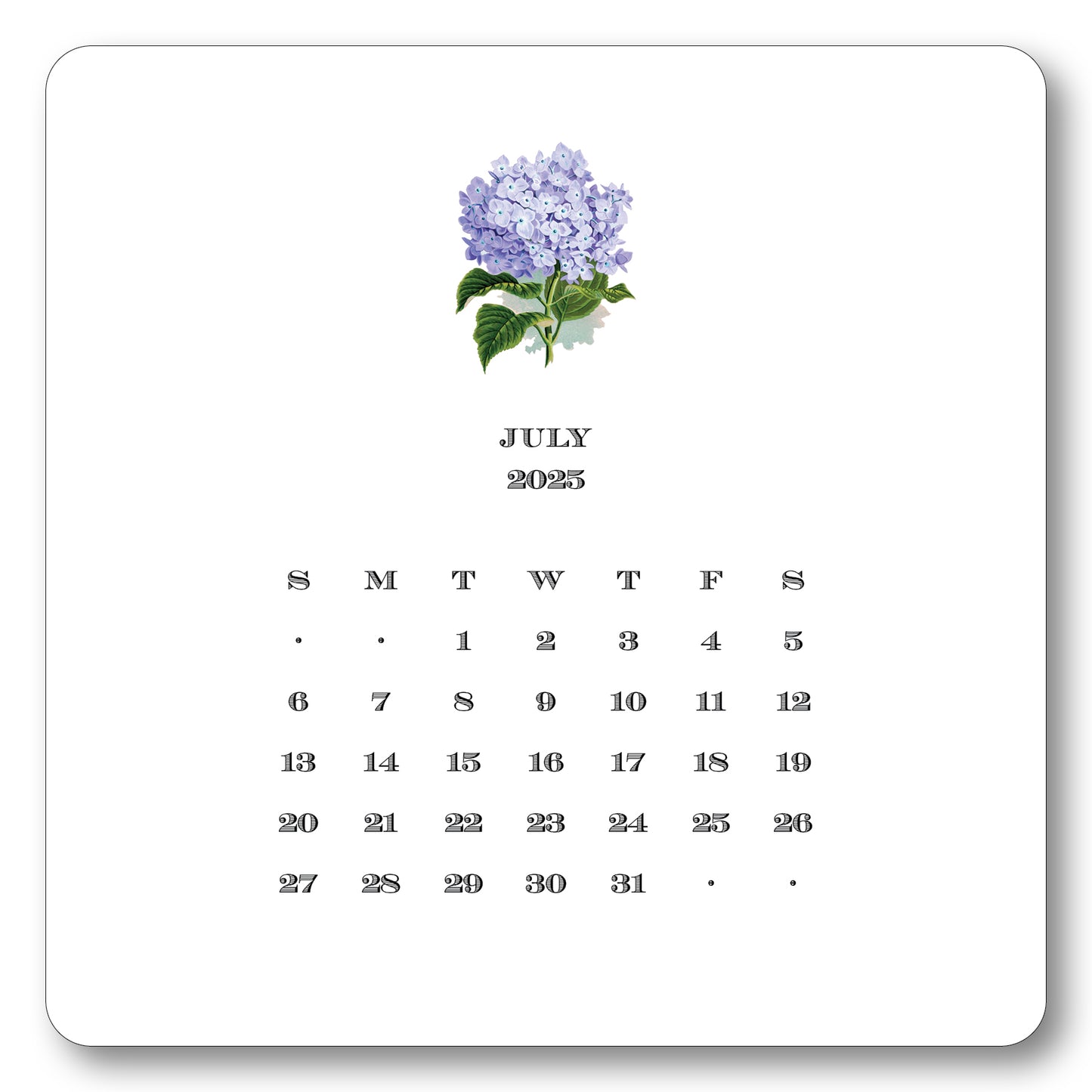 2025 Floral Calendar with Easel