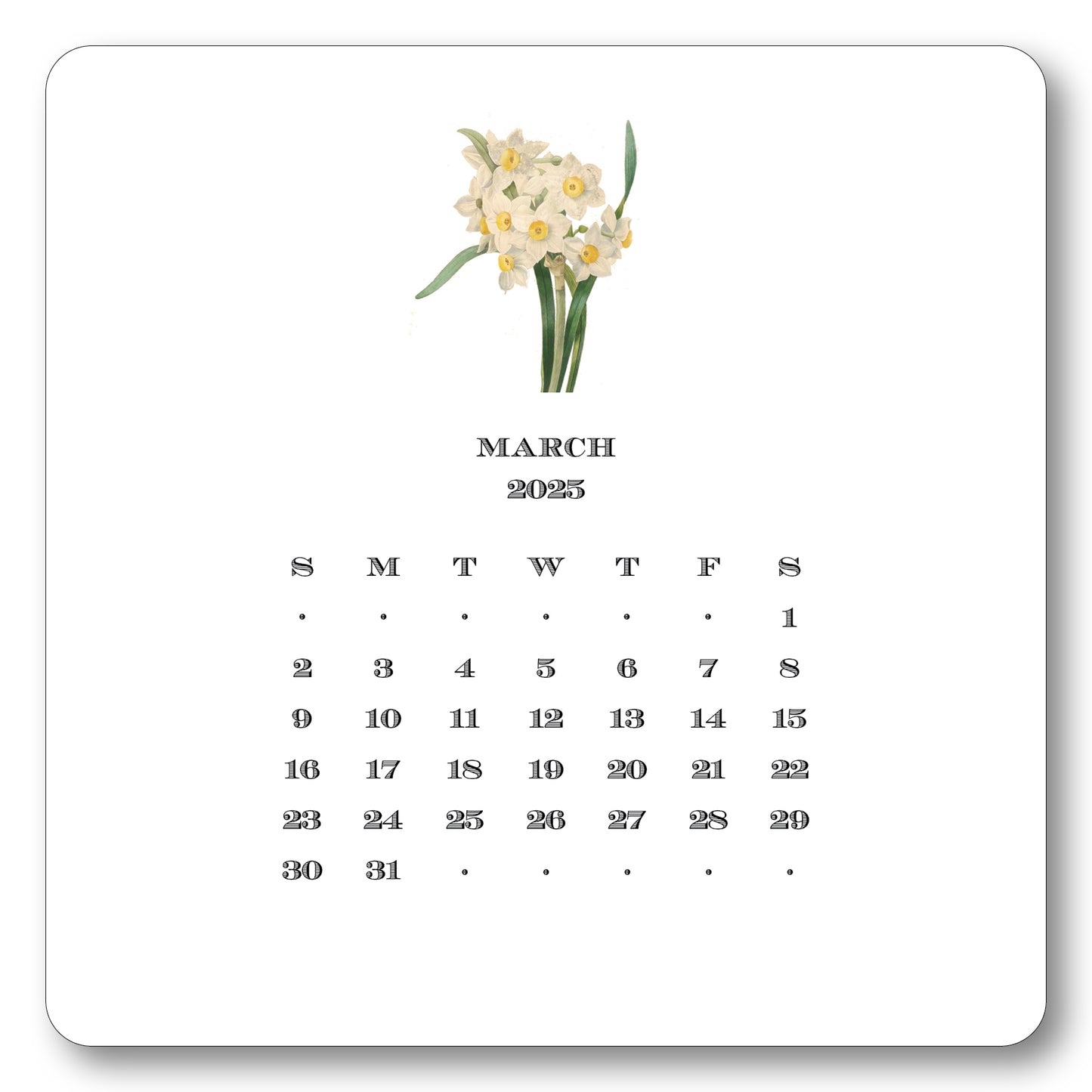 2025 Floral Calendar with Easel