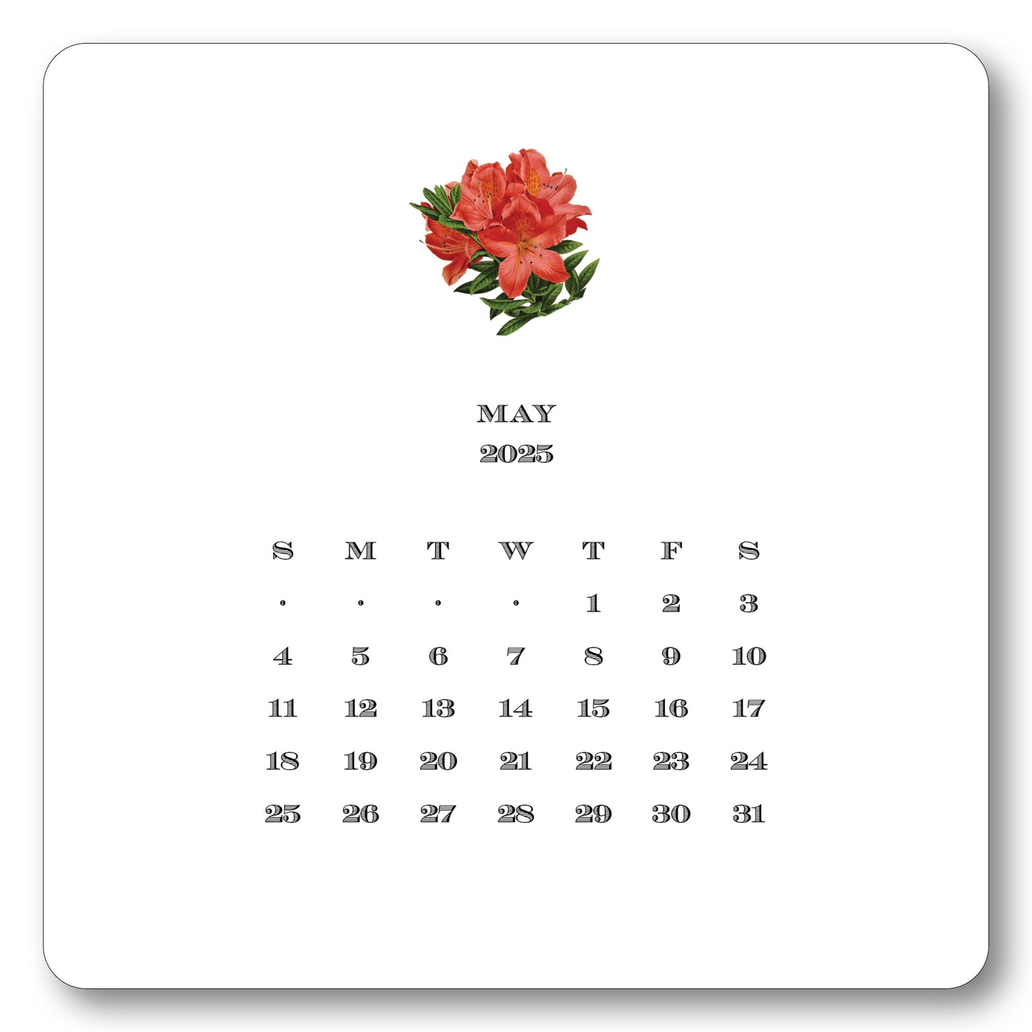 2025 Floral Calendar with Easel