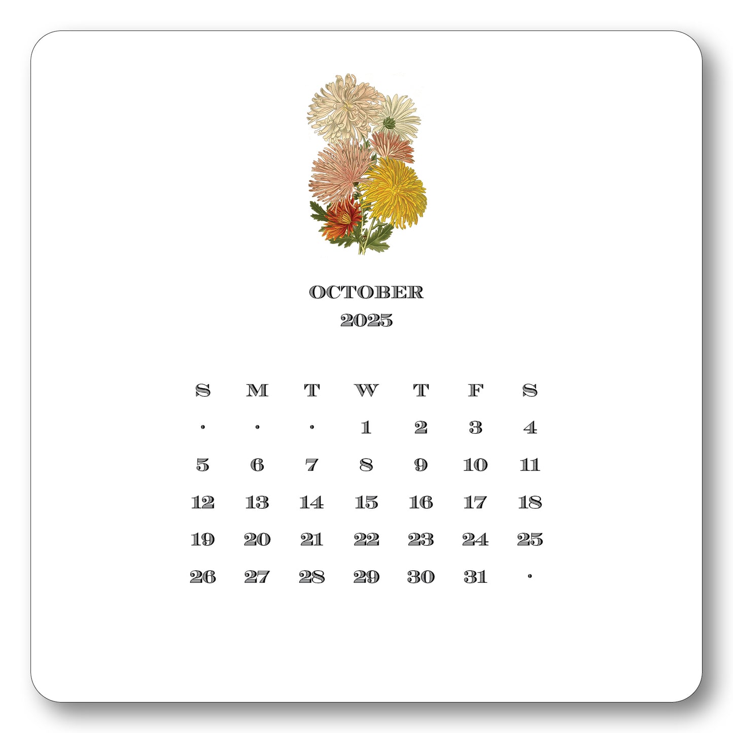 2025 Floral Calendar with Easel