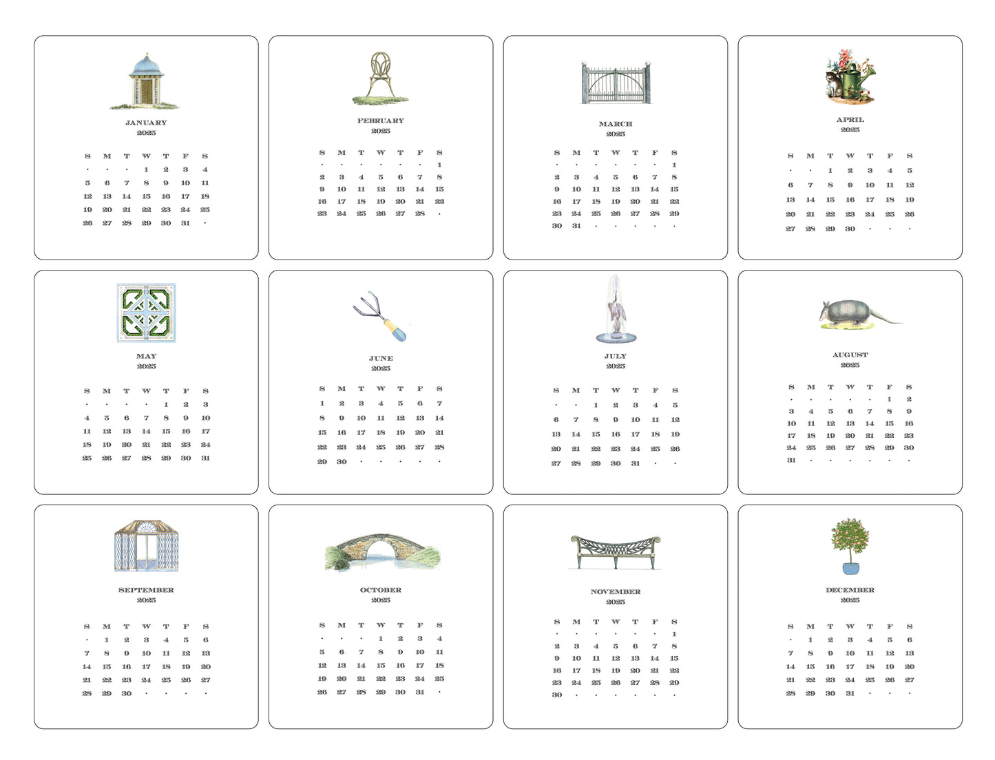 2025 Gardener's Calendar with Easel