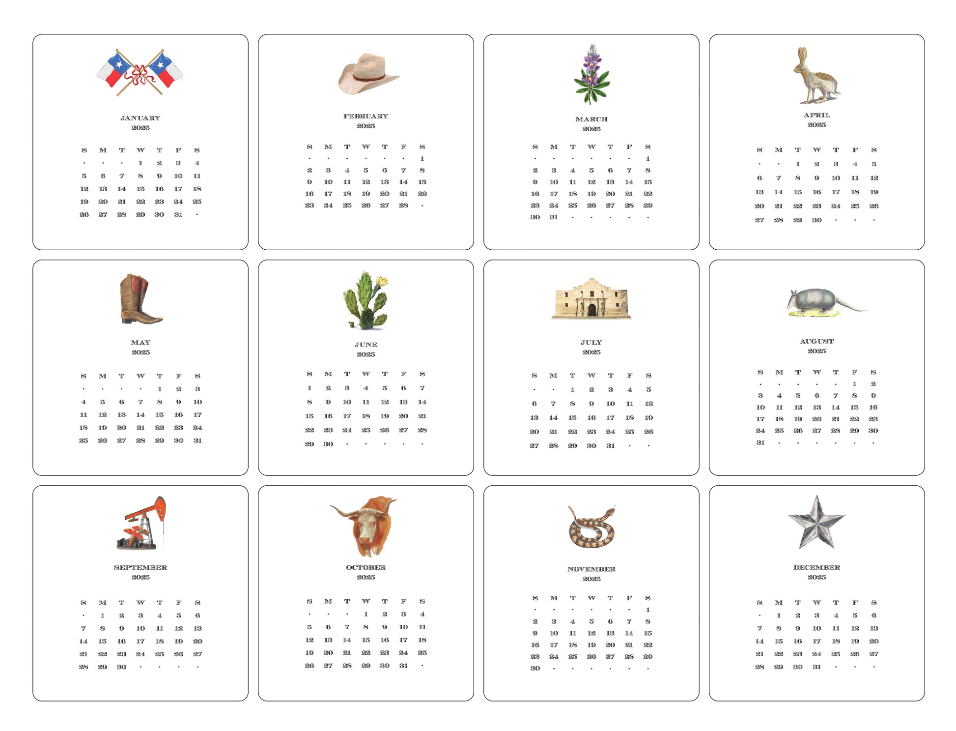 2025 Texas Calendar with Easel – Shade Tree Greetings 2025-texas-calendar-with-easel-shade-tree-greetings