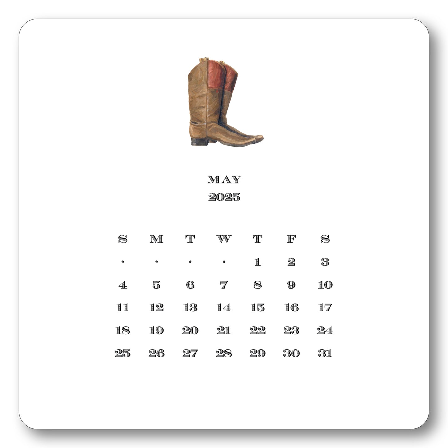 2025 Texas Calendar with Easel