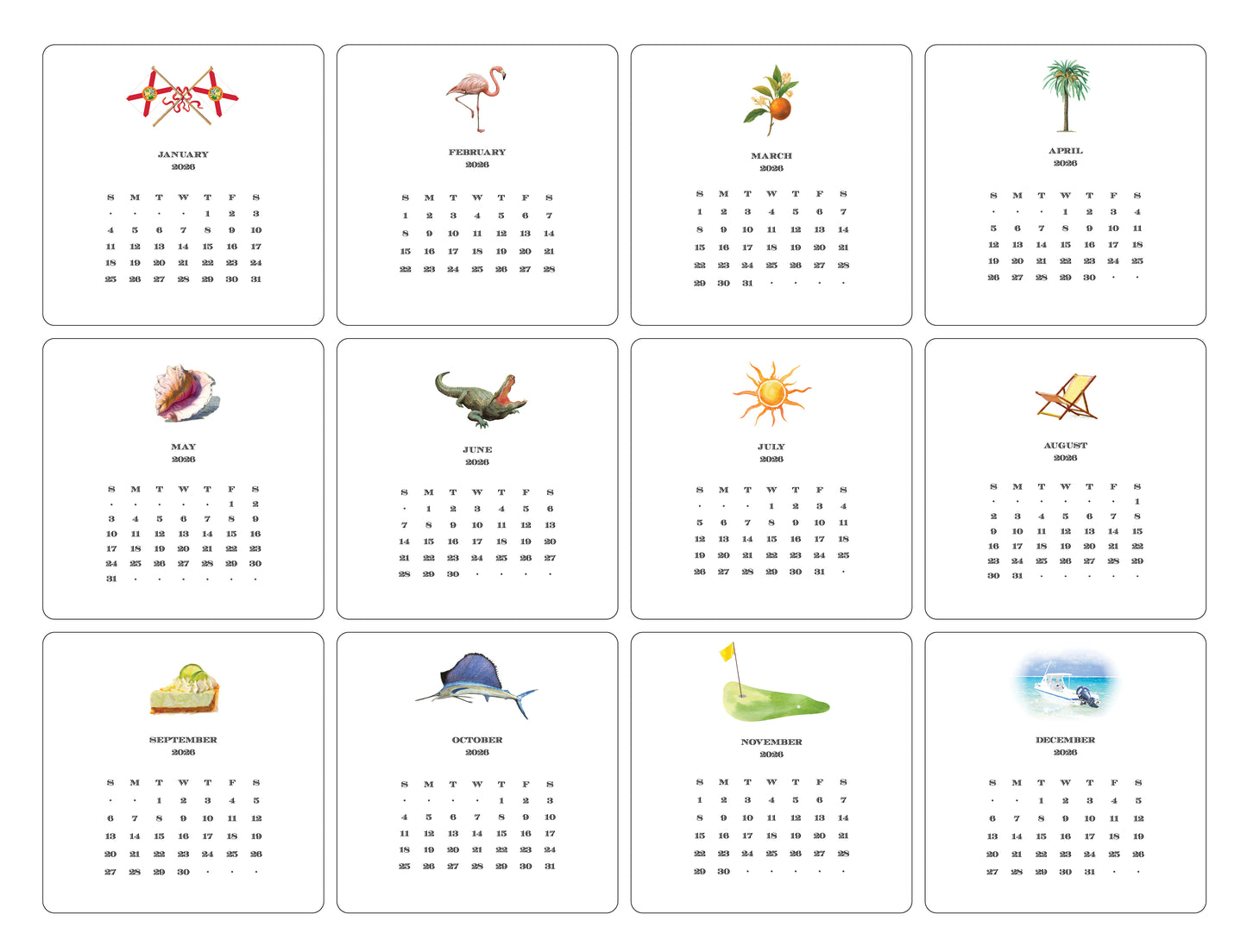 2026 Florida Calendar with Easel