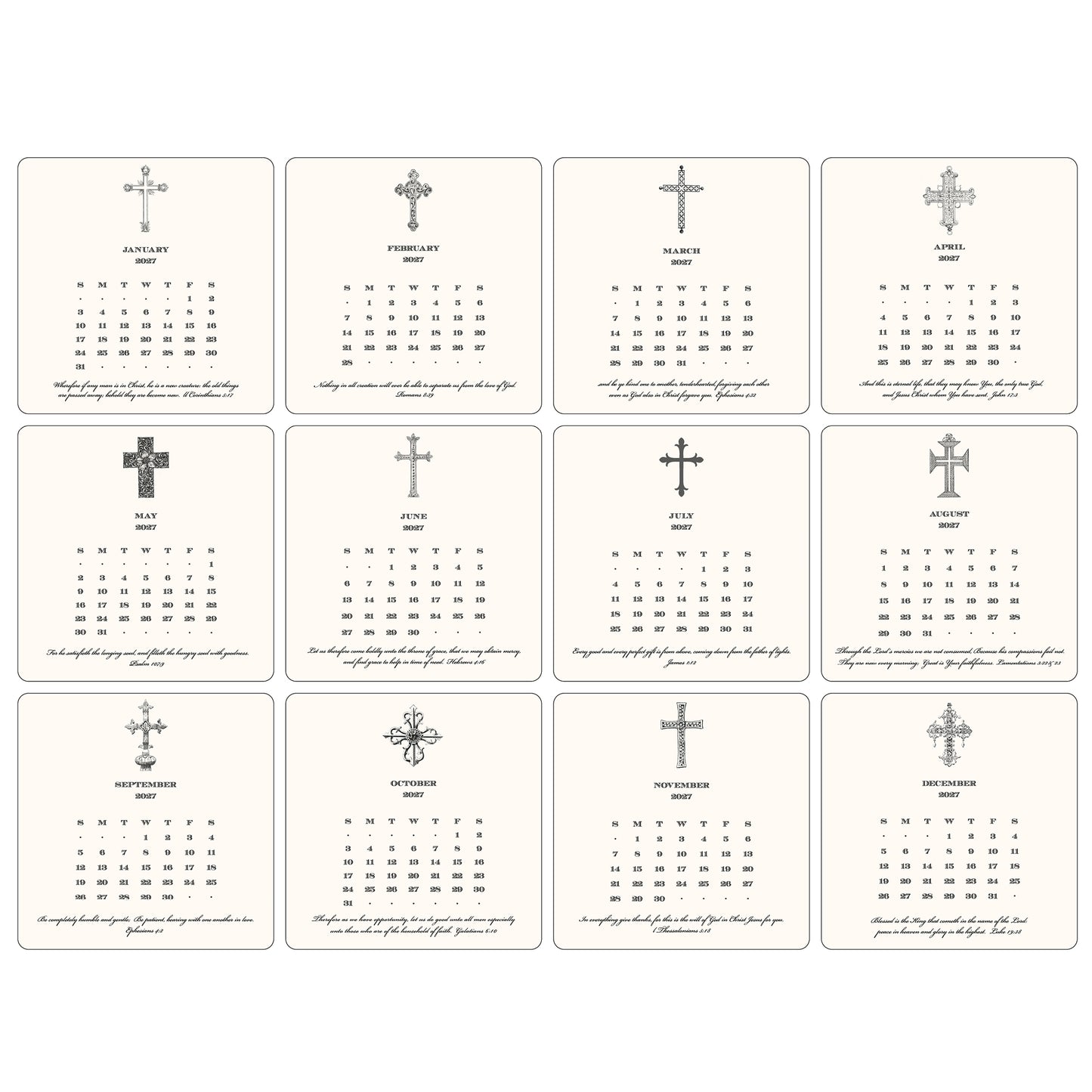 2027 Cross Desk Calendar