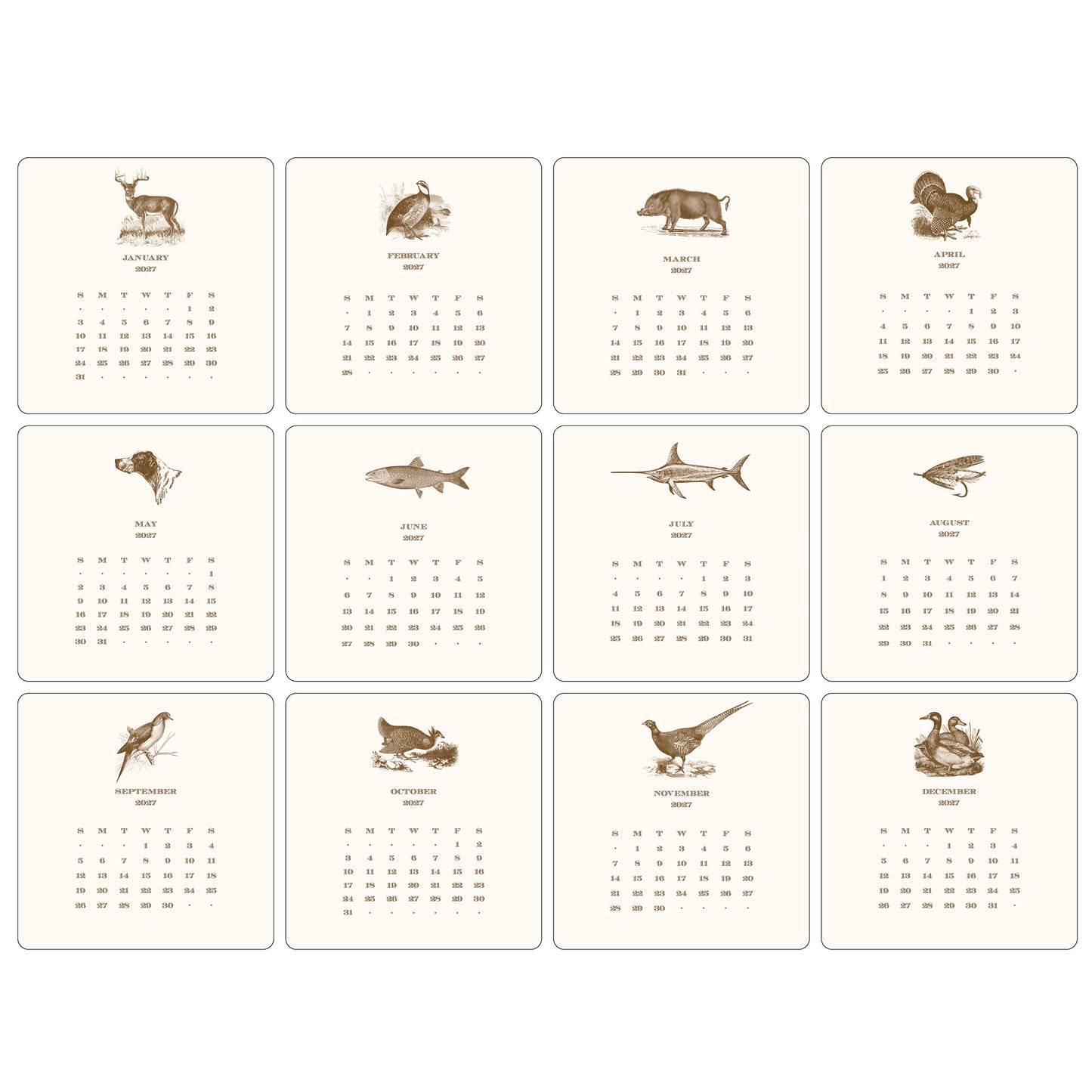 2027 Hunt Desk Calendar