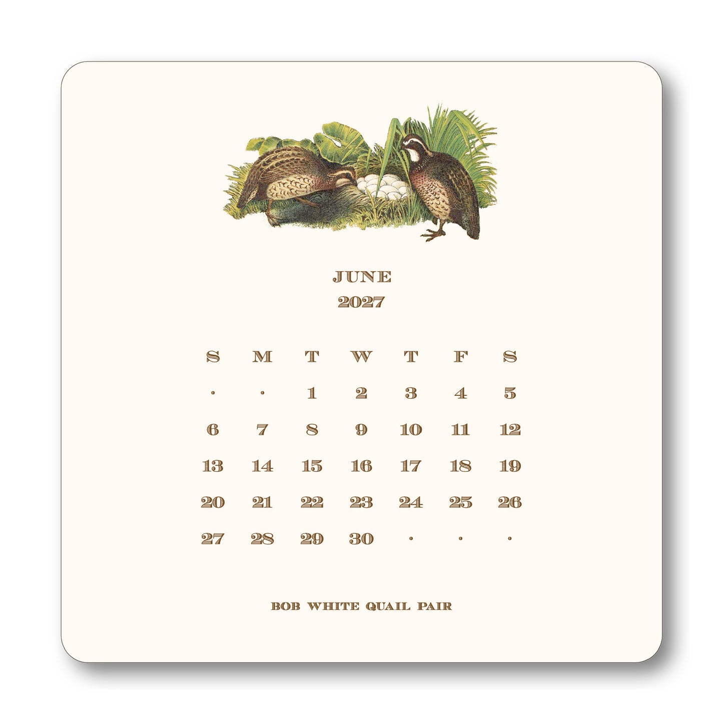 2027 Upland Bird Desk Calendar