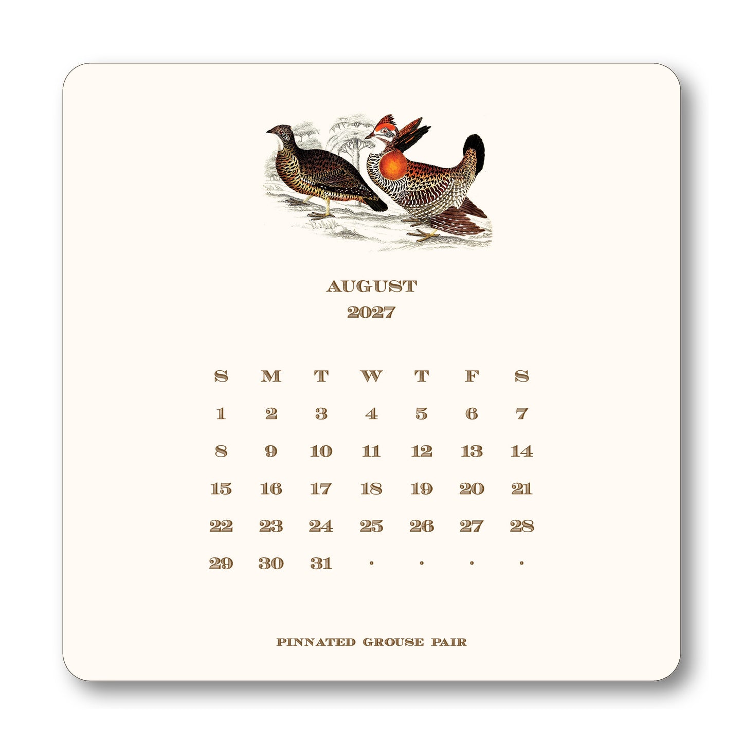 2027 Upland Bird Desk Calendar